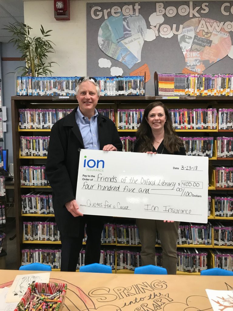 Ion Insurance Donates to Friends of the Oxford Library Ion Insurance Donates to Friends of the Oxford Library