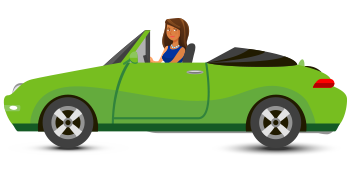 Character -woman driving sports car