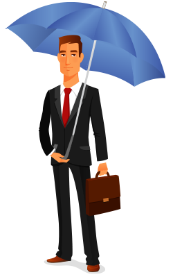 character business man with umbrella