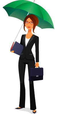 character business woman holding umbrella
