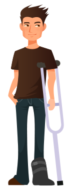 character illustration man with crutch
